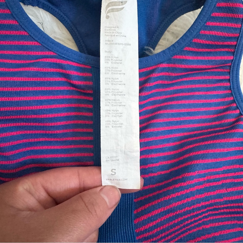 Fabletics Women's Allyson Medium Impact Sports Bra Blue/pink Racer Back Small - Picture 6 of 7